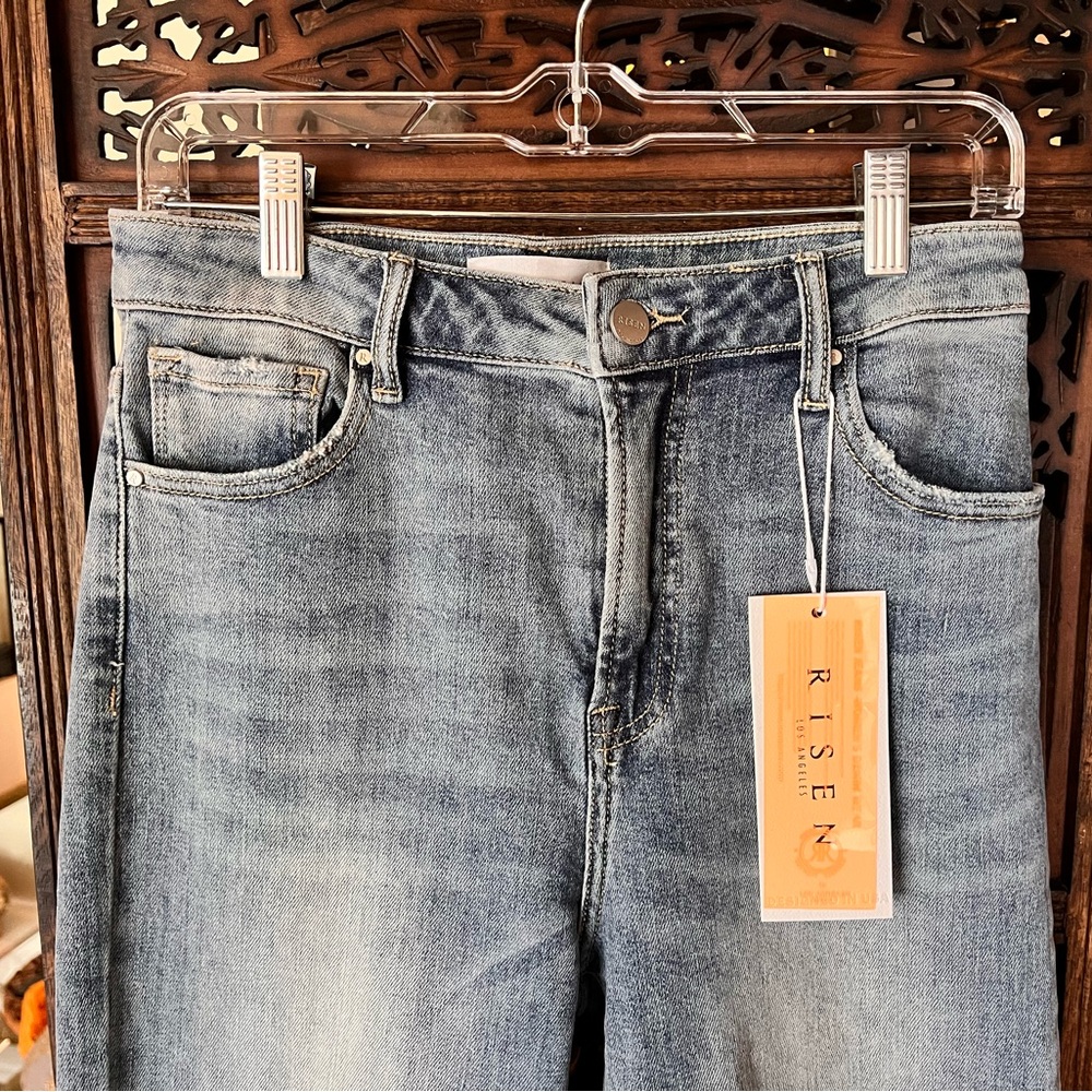 RISEN High Waisted Crop Straight Jeans